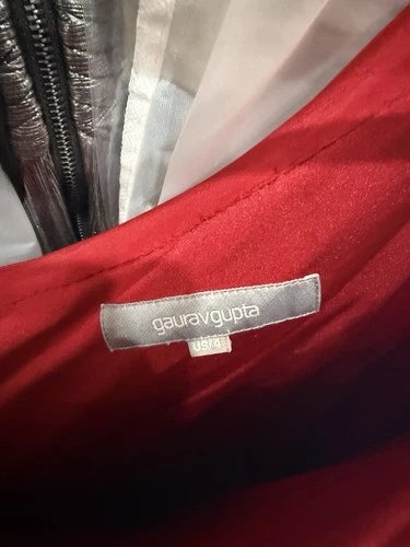 Gaurav Gupta Sculpted One-Shoulder Jersey Gown Size 4 – Red Fitted