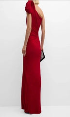 Gaurav Gupta Sculpted One-Shoulder Jersey Gown Size 4 – Red Fitted