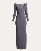 Alex Perry Satin Crepe Corset Column Gown Size 10 – Charcoal Gray Maxi