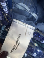 Georges Hobeika Couture Blue Beaded Corset Tulle Gown Size 42