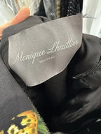 Monique Lhuillier Elegant Floral Jacquard Gown Size 6 – Black Multi