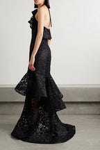 Oscar De La Renta Elegant Black Lace Gown Size 4 – Floor Length