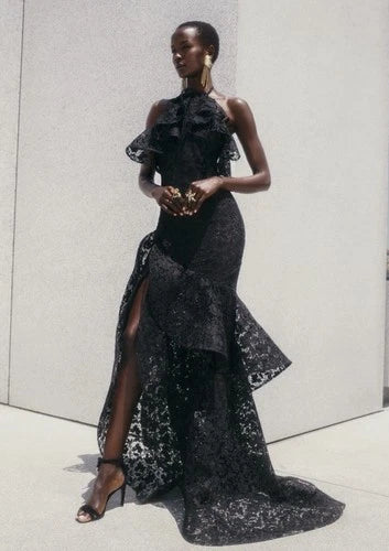 Oscar De La Renta Elegant Black Lace Gown Size 4 – Floor Length