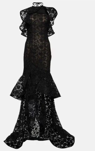 Oscar De La Renta Elegant Black Lace Gown Size 4 – Floor Length