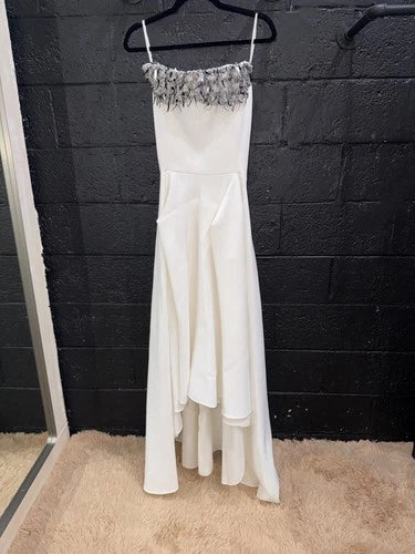MATICEVSKI Rekindle Strapless Embellished Pleated Crepe Gown Size 4 US – White Midi