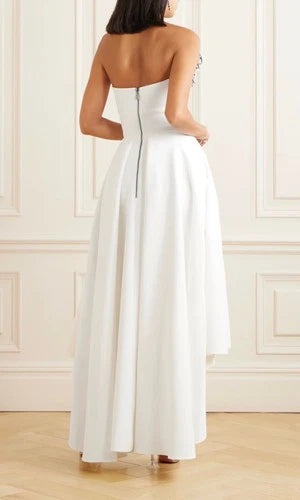 MATICEVSKI Rekindle Strapless Embellished Pleated Crepe Gown Size 4 US – White Midi