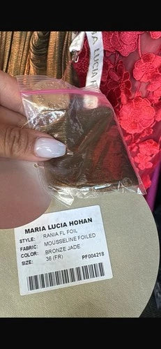 Maria Lucia Hohan Rania Metallic Bronze Silk Dress Size 4 – Long Maxi