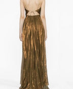 Maria Lucia Hohan Rania Metallic Bronze Silk Dress Size 4 – Long Maxi