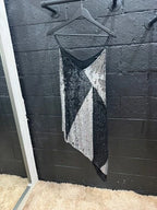 Retrofête Stella Asymmetric Two-Tone Sequinned Chiffon Dress Size S – Silver Mini