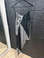 Retrofête Stella Asymmetric Two-Tone Sequinned Chiffon Dress Size S – Silver Mini