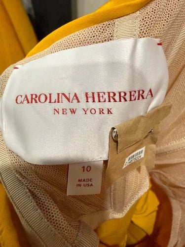 Carolina Herrera Fan Pleat Column Gown Size 10 – Yellow Silk