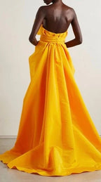 Carolina Herrera Fan Pleat Column Gown Size 10 – Yellow Silk