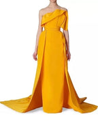 Carolina Herrera Fan Pleat Column Gown Size 10 – Yellow Silk