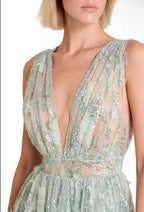 Zuhair Murad Pop Daisy Sequined Tulle Gown Size 4 – Pistachio Maxi