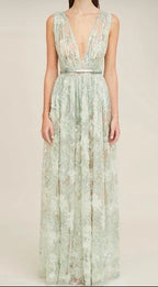 Zuhair Murad Pop Daisy Sequined Tulle Gown Size 4 – Pistachio Maxi