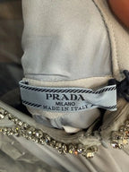 Prada Crystal-Embellished Silver Gray Evening Gown Size 40 – A-Line Maxi