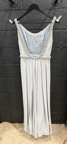 Prada Crystal-Embellished Silver Gray Evening Gown Size 40 – A-Line Maxi
