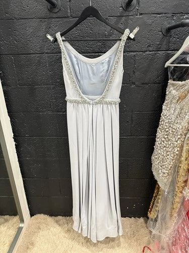 Prada Crystal-Embellished Silver Gray Evening Gown Size 40 – A-Line Maxi