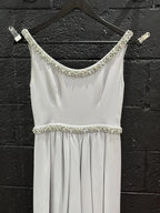 Prada Crystal-Embellished Silver Gray Evening Gown Size 40 – A-Line Maxi