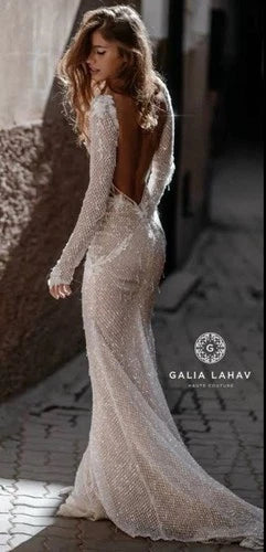 Galia Lahav Beaded Mermaid Bridal Gown Size 8 – Includes Overskirt & Veil