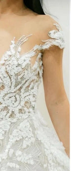 J’aton Couture Cap Sleeve Bridal Gown Size 2 – White Couture Dress