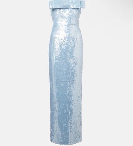 The New Arrivals by Ilkyaz Orel Sisu Strapless Bow Dress Size 36 Sparkling Azure