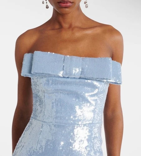 The New Arrivals by Ilkyaz Orel Sisu Strapless Bow Dress Size 36 Sparkling Azure