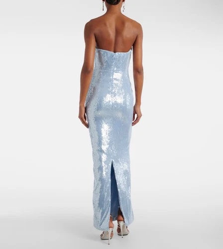 The New Arrivals by Ilkyaz Orel Sisu Strapless Bow Dress Size 36 Sparkling Azure