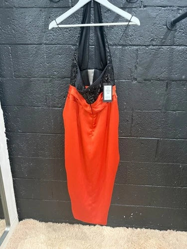 Rasario Sequin Draped Satin Midi Dress Size 38/6 Retails 2296