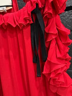 Gucci Red Silk Sleeveless Ruffle Dress Size 44 – Made in Italy