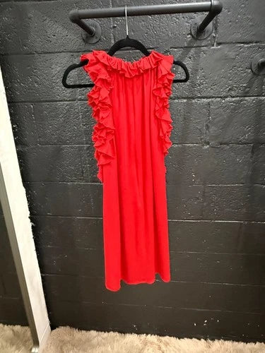 Gucci Red Silk Sleeveless Ruffle Dress Size 44 – Made in Italy