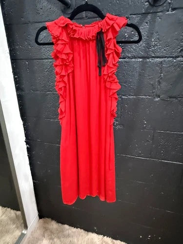 Gucci Red Silk Sleeveless Ruffle Dress Size 44 – Made in Italy