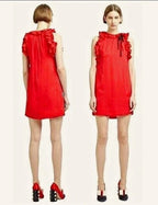 Gucci Red Silk Sleeveless Ruffle Dress Size 44 – Made in Italy