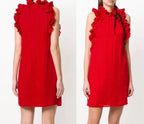 Gucci Red Silk Sleeveless Ruffle Dress Size 44 – Made in Italy