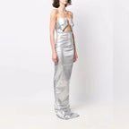 Rick Owens Prong Metallic Denim Strapless Gown – As Seen on Kim Kardashian, Size 6