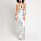Rick Owens Prong Metallic Denim Strapless Gown – As Seen on Kim Kardashian, Size 6