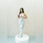 Rick Owens Prong Metallic Denim Strapless Gown – As Seen on Kim Kardashian, Size 6