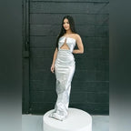 Rick Owens Prong Metallic Denim Strapless Gown – As Seen on Kim Kardashian, Size 6