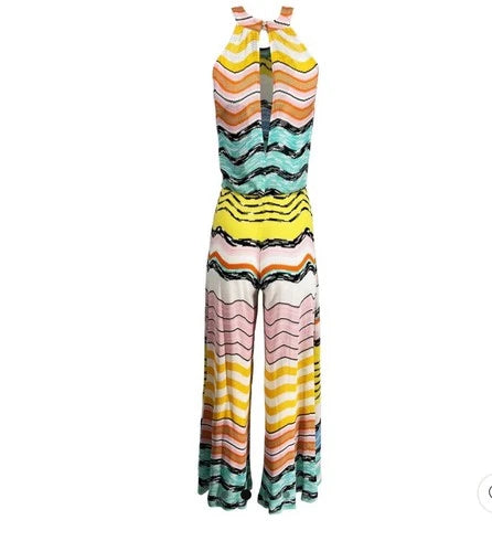 Missoni Mare Multicolor Zig-Zag Jumpsuit Size 4 – Loose Fit Wide Leg