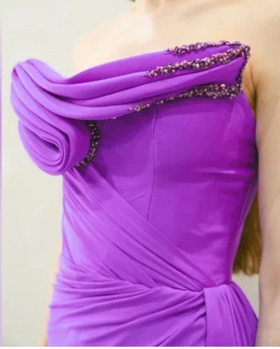 Albina Dyla Light Purple Corset Maxi Dress Size Small – Strapless Gown