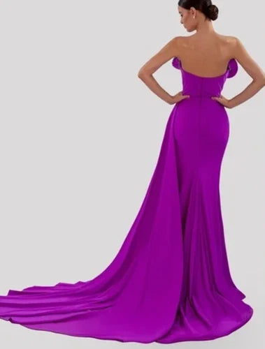 Albina Dyla Light Purple Corset Maxi Dress Size Small – Strapless Gown