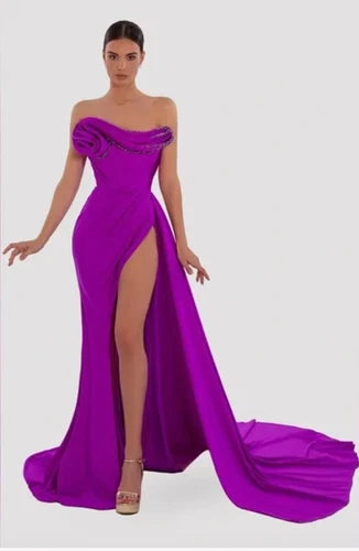 Albina Dyla Light Purple Corset Maxi Dress Size Small – Strapless Gown