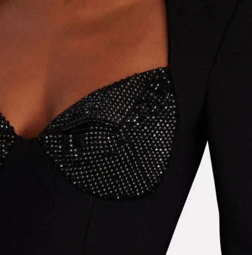 BLACK AREA Crystal-Embellished Stretch-Twill Maxi Gown Size 2 – New with Tags Retail $1,800