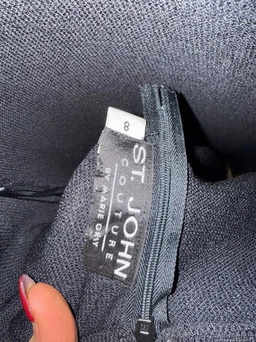 St. John Couture Black Sequin Long Sleeve Evening Gown – Size 8