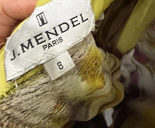 J. Mendel Paris Vibrant Yellow & Subtle Gray Dress – Size 8