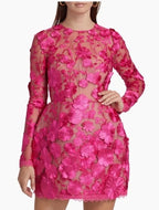 Bronx and Banco Maraya Long Sleeve Mini Dress in Fuchsia Size M – Statement Party Style