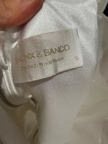 BRONX AND BANCO Lana Bridal Mini Dress in White Size S – Elegant Statement Style