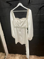 BRONX AND BANCO Lana Bridal Mini Dress in White Size S – Elegant Statement Style