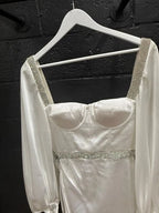 BRONX AND BANCO Lana Bridal Mini Dress in White Size S – Elegant Statement Style