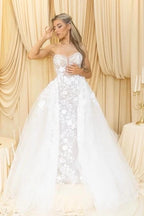 Berta Bridal Dress Size 4 With Overskirt and Detachable Skirt - Couture Wedding Elegance